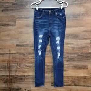 Bluenotes Jeans Womens 26 Emma High Rise Jegging Ripped Dark Wash Stretch Denim